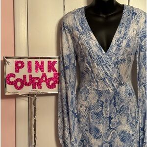 Blue Jean Print Long Sleeve Open Back Shorts Jumper